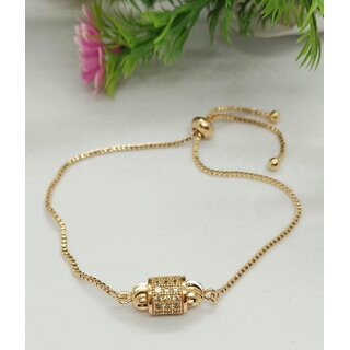 Rosegold Plated Korean CZ Anti Tarnish Stainless Steel Adjustable Bracelet - Bangles & Bracelets | Buy online on ZillyBuy