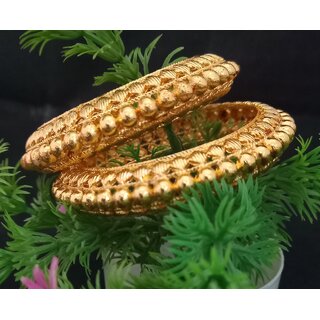 2PC Patla Style Gold Plated All Occassions Bangle Set 2.8 inch - Bangles & Bracelets | Buy online on ZillyBuy