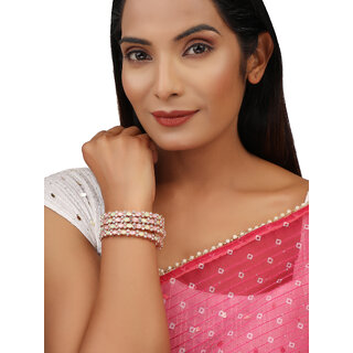 Pink Mint Green CZ 4pc 2.4 inch Bangle Jewellery Set - Bangles & Bracelets | Buy online on ZillyBuy