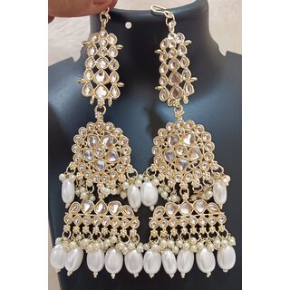 Genelia Dsouza Inspired White Real Monalisa CZ Stones Earrings Set - Earrings | Buy online on ZillyBuy
