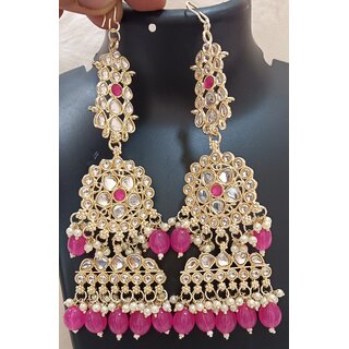 Genelia Dsouza Inspired Ruby Real Monalisa CZ Stones Earrings Set - Earrings | Buy online on ZillyBuy