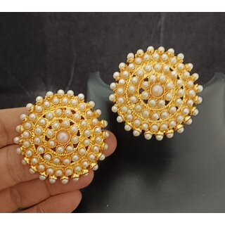 Indian Bollwyood Style Pearls RoundStuds Earrings Set - Earrings | Buy online on ZillyBuy