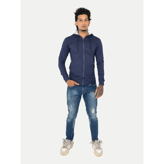 Mens Solid Navy Zipper Hoodies