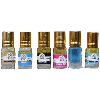 combo of 6 attar bela white oud gulab black oud majmua