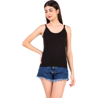 Elegant Data - Not - Present Mrd Designer Hub Solid Black Cotton Camisole 2026 at ShopCircuit | 