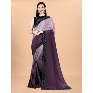 Purple And Pink  Colour Chinon Silk Saree With Lace - Sarees | Buy online on ZillyBuy