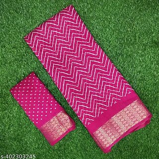 Pink Colour Zigzag Printed  Print Zari Border Dola Silk Saree With Blouse Piece - Sarees | Buy online on ZillyBuy
