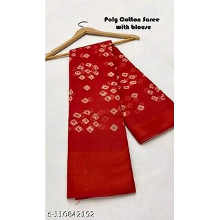 Red Colour Bandhani Printed Cotton Silk Saree - Sarees | Buy online on ZillyBuy