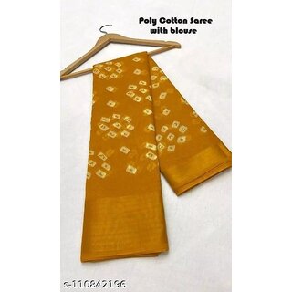 Yellow Colour Bandhani Printed Cotton Silk Saree - Sarees | Buy online on ZillyBuy