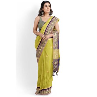 Green Colour Paithani Design Silk Saree With Blouse Piece - Sarees | Buy online on ZillyBuy