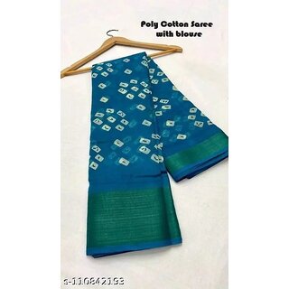 Sky Blue Colour Bandhani Printed Cotton Silk Saree - Sarees | Buy online on ZillyBuy