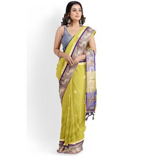 Perrot Green  Colour Paithani Design Silk Saree With Blouse Piece - Sarees | Buy online on ZillyBuy