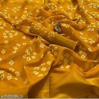 Yellow Colour Bandhani Printed Cotton Silk Saree - Sarees | Buy online on ZillyBuy