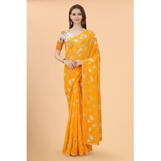Yellow Colour Zoya Silk Digital  Printed Saree With Lace Border - Sarees | Buy online on ZillyBuy