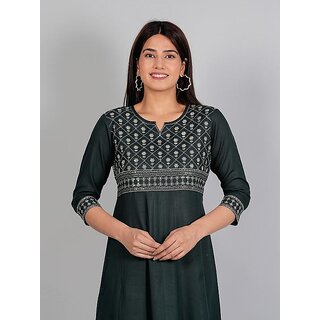 Radhika Fashion Green Viscose Solid Stitched Dress For Woman