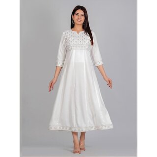 Luxurious Data - Not - Present Radhika Fashion White Viscose Solid Stitched Dress For Woman 2026