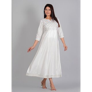 Luxurious Data - Not - Present Radhika Fashion White Viscose Solid Stitched Dress For Woman 2026