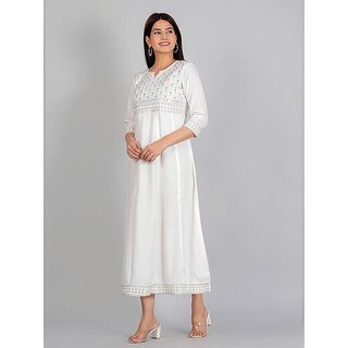 Luxurious Data - Not - Present Radhika Fashion White Viscose Solid Stitched Dress For Woman 2026