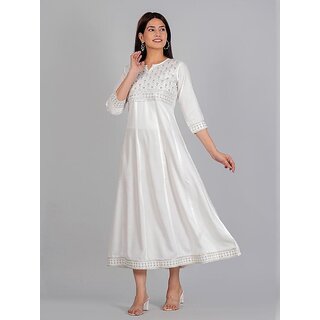 Luxurious Data - Not - Present Radhika Fashion White Viscose Solid Stitched Dress For Woman 2026