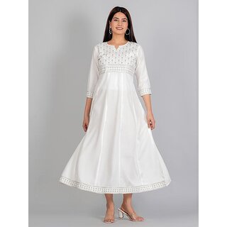Luxurious Data - Not - Present Radhika Fashion White Viscose Solid Stitched Dress For Woman 2026