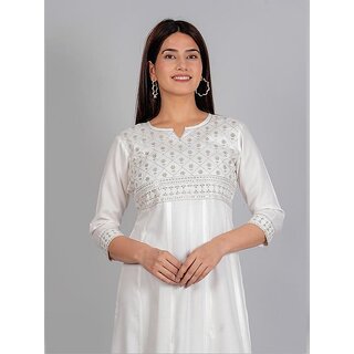 Luxurious Data - Not - Present Radhika Fashion White Viscose Solid Stitched Dress For Woman 2026