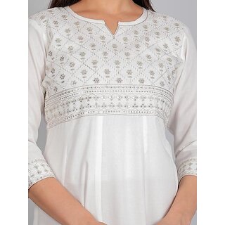 Luxurious Data - Not - Present Radhika Fashion White Viscose Solid Stitched Dress For Woman 2026