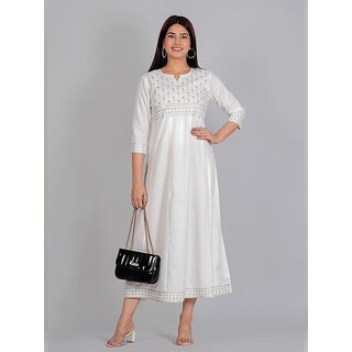 Luxurious Data - Not - Present Radhika Fashion White Viscose Solid Stitched Dress For Woman 2026