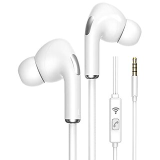 AXL in-Ear Wired Earphones with Extra Powerful Bass Snug fit and in-Line Control with Mic for Hands Free Calling (White AEP-15B)_505clone.