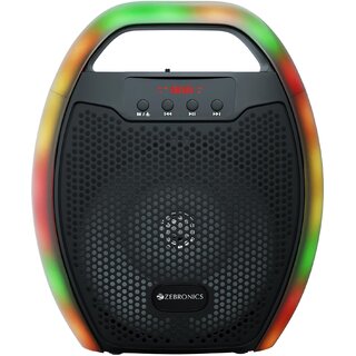 ZEBRONICS Sound Feast 60 Portable Wireless Speaker with 10W Output, Bluetooth v5.0, FM Radio, AUX, USB, mSD, TWS, 6.3mm Wired mic Support, Media + Volume Control, Carry Handle and RGB LED Lights_717clone.