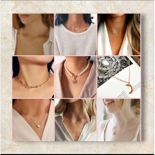 minha combo of 9 chain layered set 8 rose gold 1 silver 