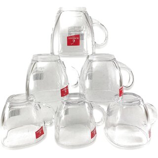 BLINKMAX Transparent Square Shape Tea Cup Coffee Cup Set Made of Crystal Clear Glass 155 ml Pack of 6