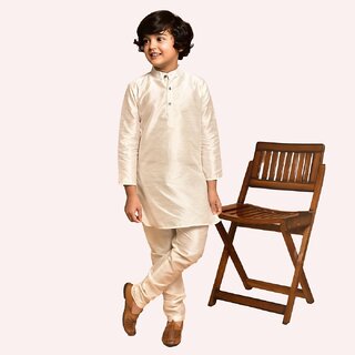 PrintCultr Boys Solid Pure Silk Kurta and Pyjama Set (Blue) - Kurtas & Kurta Sets | Buy online on ZillyBuy