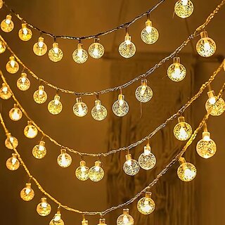 Minha  Round White Crystal Ball Decorative LED Color Changing Fairy String Lights for Diwali Decoration - Diwali Lights,