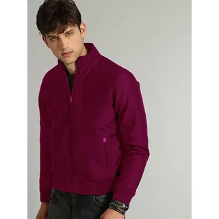 Fashlook Bomber Solid Full Sleeve Maroon Jacket for Mens - Jackets & Coats | Buy online on ZillyBuy