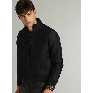 Fashlook Bomber Solid Full Sleeve Black Jacket for Mens - Jackets & Coats | Buy online on ZillyBuy