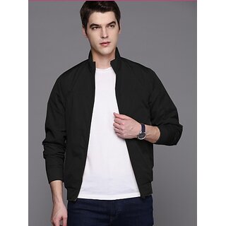 Fashlook Bomber Solid Full Sleeve Black Jacket for Men  Stylish, Durable & Comfortable Outerwear - Jackets & Coats | Buy online on ZillyBuy