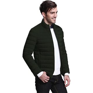Fashlook Fluffy Solid Full Sleeve Dark Green Jacket for Mens - Jackets & Coats | Buy online on ZillyBuy