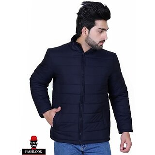 Fashlook Bomber Solid Full Sleeve Blue Jacket for Mens - Jackets & Coats | Buy online on ZillyBuy