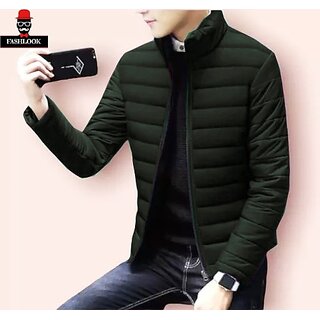 Fashlook Bomber Solid Full Sleeve Green Jacket for Mens - Jackets & Coats | Buy online on ZillyBuy