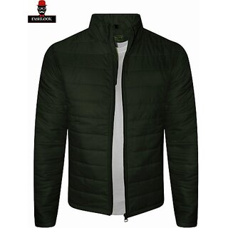 Fashlook Bomber Solid Full Sleeve Dark Green Jacket for Mens - Jackets & Coats | Buy online on ZillyBuy