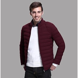 Fashlook Fluffy Solid Full Sleeve Maroon Jacket for Mens - Jackets & Coats | Buy online on ZillyBuy