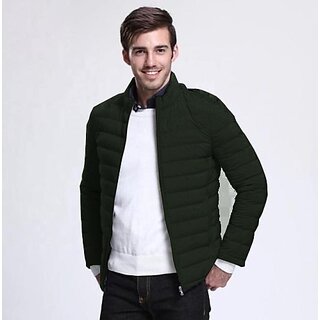 Fashlook Fluffy Solid Full Sleeve Green Jacket for Mens - Jackets & Coats | Buy online on ZillyBuy