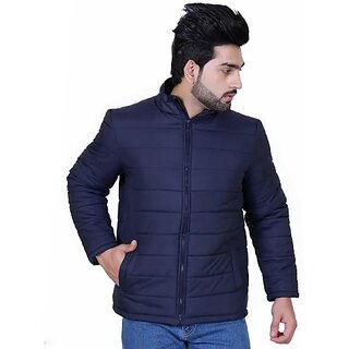 Fashlook Fluffy Solid Full Sleeve Navy Blue Jacket for Mens - Jackets & Coats | Buy online on ZillyBuy