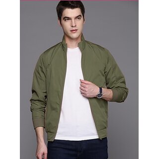 Fashlook Bomber Solid Full Sleeve Green Jacket for Mens - Jackets & Coats | Buy online on ZillyBuy