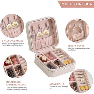 mini jewelry travel case pu leather organizer box small portable jewellery storage holder for womens rings earrings