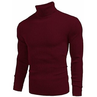 Fashlook Woven Design Full Sleeve Casual Maroon Sweaters For Mens maroon S