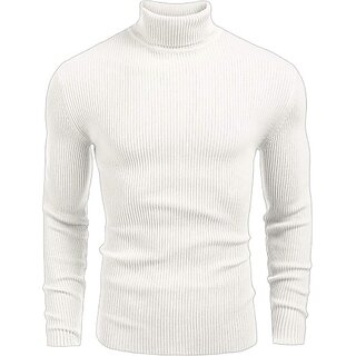 Fashlook Solid Full Sleeve Casual White Sweaters For Mens white L