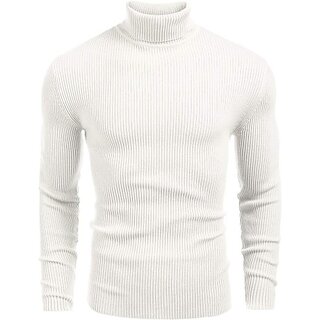 Fashlook Woven Design Full Sleeve Casual White Sweaters For Mens white M