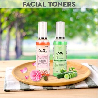globus naturals rose and cucumber facial skin toner with goodness of aloe vera extract 200 ml
