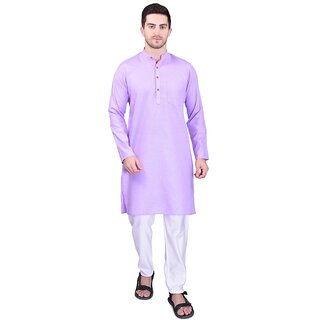 PrintCultr Men Purple Cotton Blend Kurta Pyjama Set